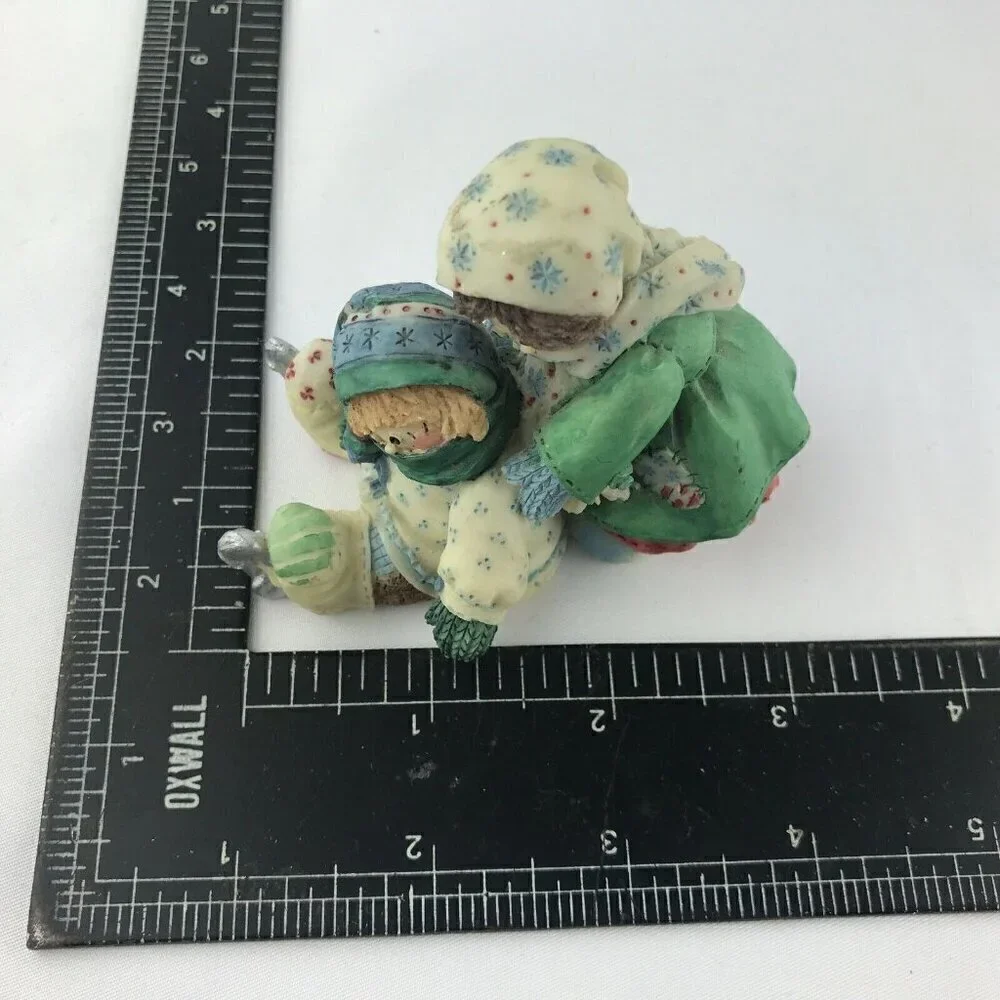 Vtg 1995 Enesco Mary Rhyner Cute as Button Girl Helping Boy Ice Skater Figurine